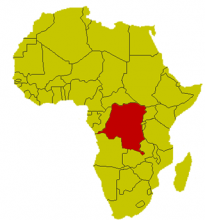Karte Afrikanischer Kontinent, DR Kongo in rot hervorgehoben
